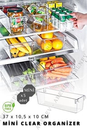3 Adet Mini Tall Clear Buzdolabı & Dolap Içi Düzenleyici Organizer ARN-EP-610