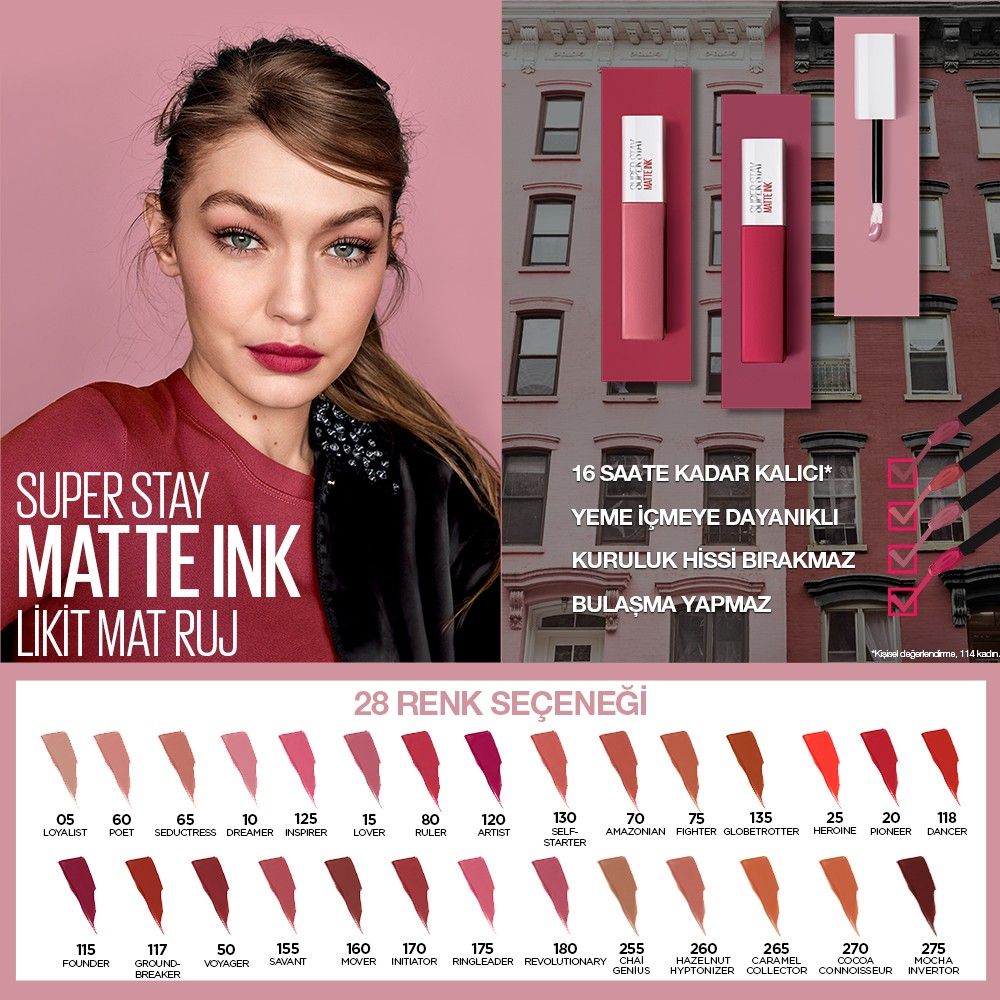 Trendyol - Yorumları Ruj Matte SuperStay York Mat 3600531469481 80 Likit Lipstick Maybelline Liquid - Ruler Fiyatı, New Ink