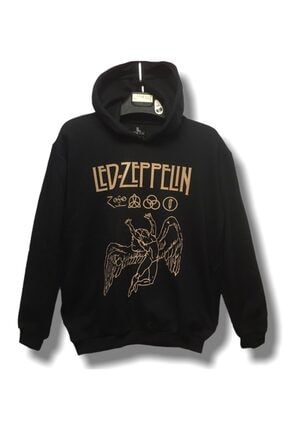Unisex Siyah Led Zeppelin Hoodie Sweatshirt 0005