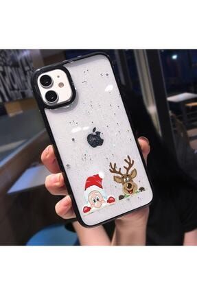 Noel Baba Ve Geyik Deenli Iphone 11 Siyah Telefon Kılıfı MCNEOLGEYK8