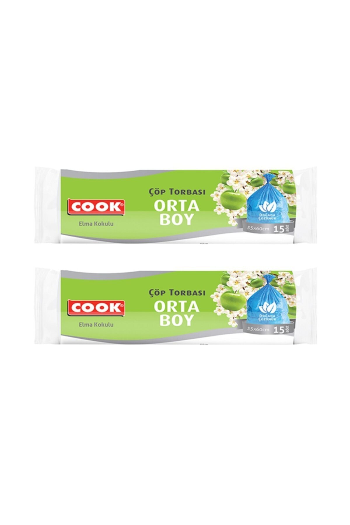 COOK Elma Kokulu Çöp Torbası Orta Boy 15'li X 2 Adet
