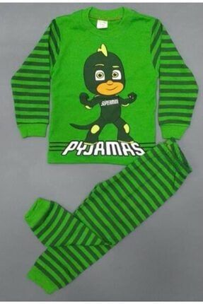 Yeşil Pijamaskeliler Hediyelik Pijama Takımı 1-2-3 Yaş 10