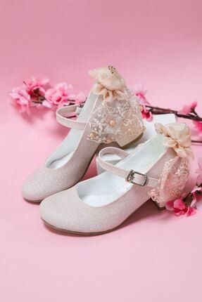 Kız Çocuk Pembe Simli Topuklu Ayakkabı G2048M2545