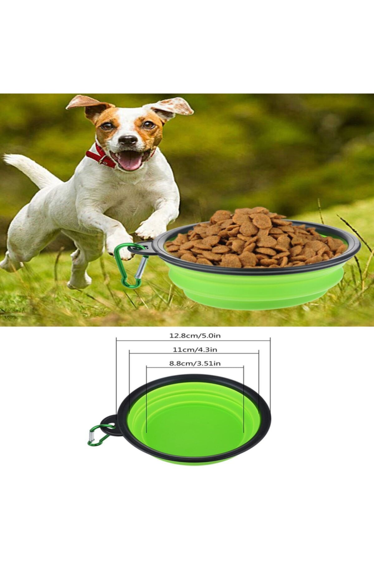 ModernAVM Foldable Cat Dog Food And Water Bowl Dog Toy Green