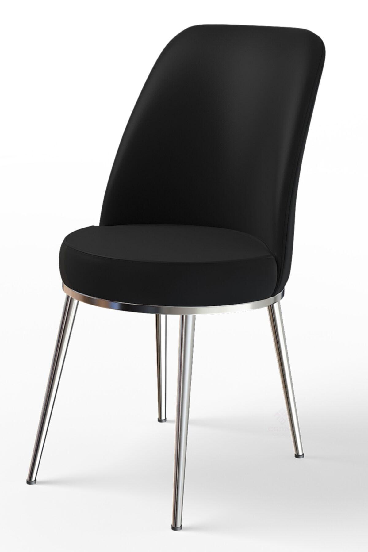 DEXA Series Black Color Chair Kitchen Chair, Dining Chair Legs Polished Chrome