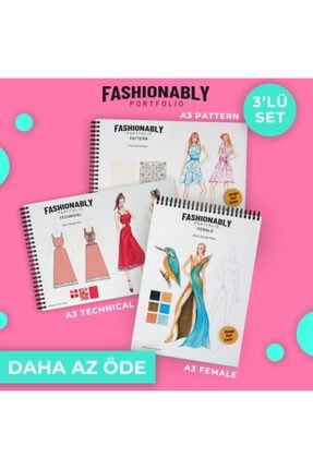 Fashionably Portfolio Female/pattern/technical A3 3'lü Set