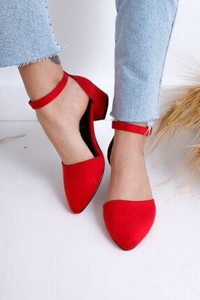 Dary Topuklu Kırmızı Süet Ayakkabı KDNTP00009S
