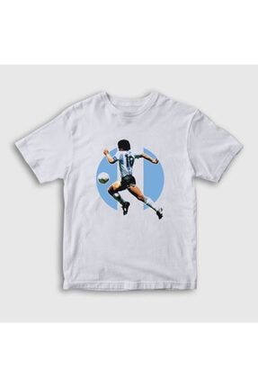 Unisex Beyaz Futbol Run Maradona Çocuk Tişört 51323tt