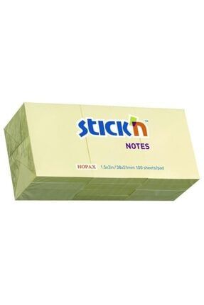 Stickn 35x51mm Pastel Sarı Yapışkanlı Not Kağıdı 100 Yaprak (12 Paket) 21530 GIPTA-4-2153000-5001