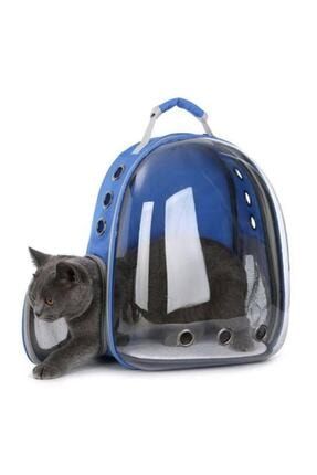 Şeffaf Astronot Kedi Köpek Taşıma Çantası 42x22x33 Cm Mavi SKKTCM