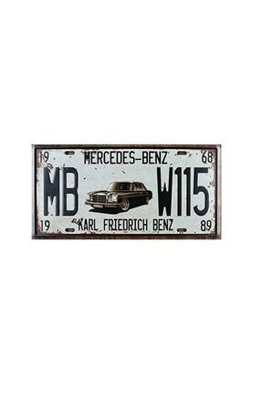 Vintage Mercedez Benz W115 Temalı Metal Plaka Levha 15x30 cm efm8903