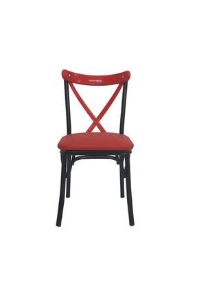 Renkli Tonet Plastik Sırt Sünger Minder Oturma Kırmızı Mutfak,balkon Ve Salon Sandalyesi P1254S1237