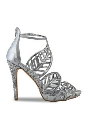 Gümüş Taşlı Platformlu Abiye Ayakkabı AT226512