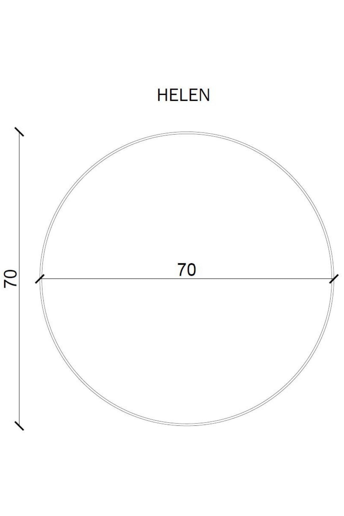 Mensa Mobilya Helen Bakır Yuvarlak Ahşap Çerçeveli Dekoratif Ayna 70cm ZN10393