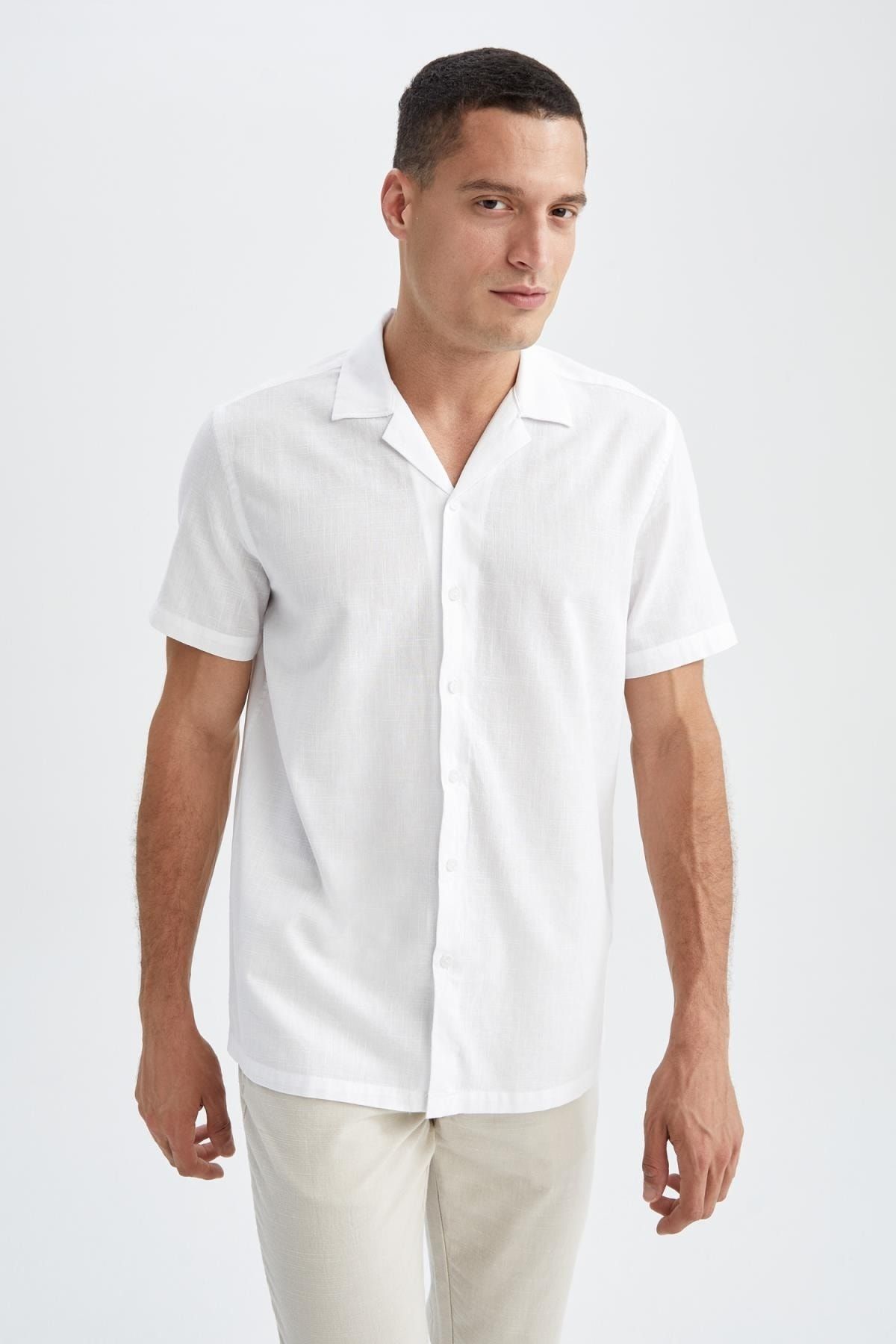White short sleeve polo button down outlet