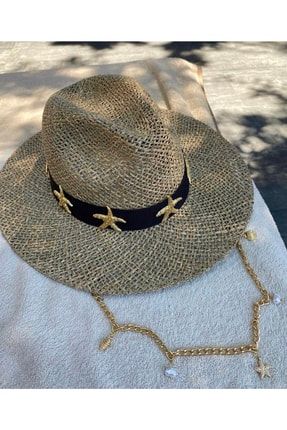 Lalita Seaside With Chain Hasır Panama Şapka lah-006