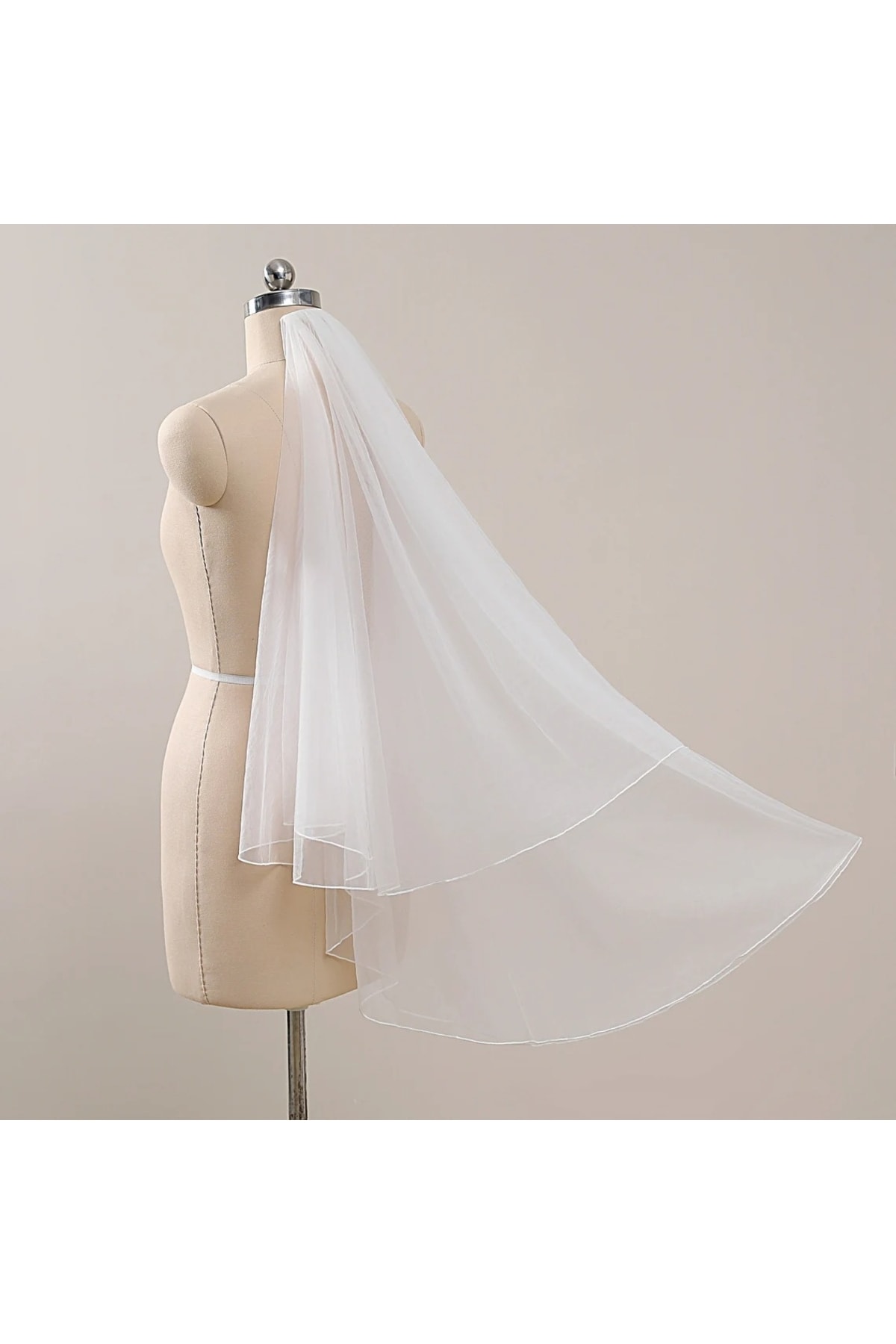 SCKN Aksesuar Simple and Stylish Wedding Veil 1.5 Mt with Overlock