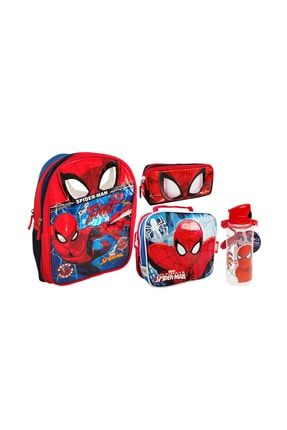 Spiderman Okul Çantası Beslenme Çantası Kalemlik Matara 4'lü Set s12