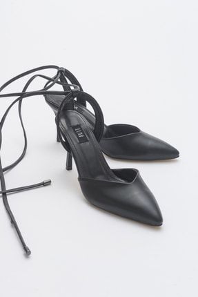 Hara Siyah Cilt Kadın Topuklu Ayakkabı 25-7001