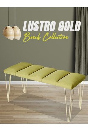 Lustro Hardal Model Gold Metal Ayak 100cm Bench&puf&koltuk-yatak Odası Takımı&pofuduk Puff&oturma LUSTRO GOLD