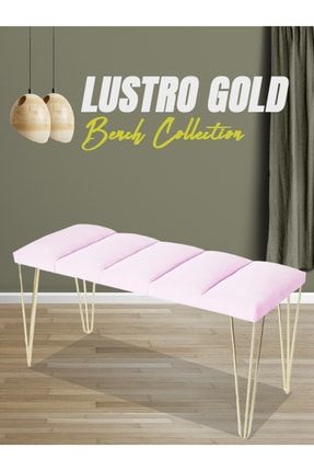 Lustro Pembe Model Gold Metal Ayak 100cm Bench&puf&koltuk-yatak Odası Takımı&pofuduk Puff&oturma LUSTRO GOLD
