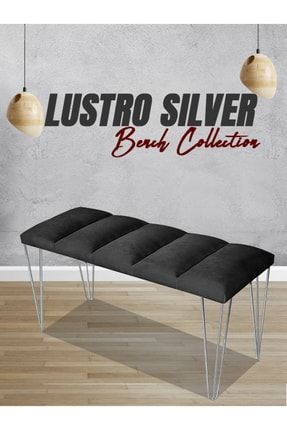 Lustro Model Sılvery Antrasit Bench&puf&koltuk-metal Ayak 100cm Yatak Odası Takımı&ayna Ucu&önü Puff LUSTRO SILVERY