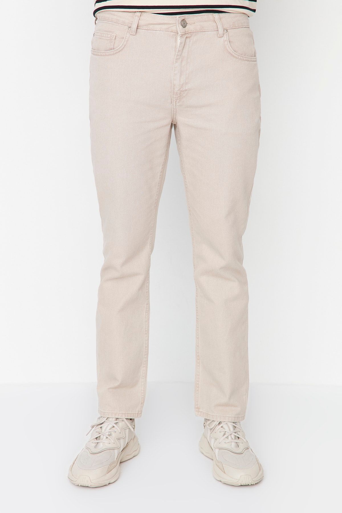 TRENDYOL MAN Erkek Bej Regular Fit Jeans Kot Pantolon TMNAW23JE00059