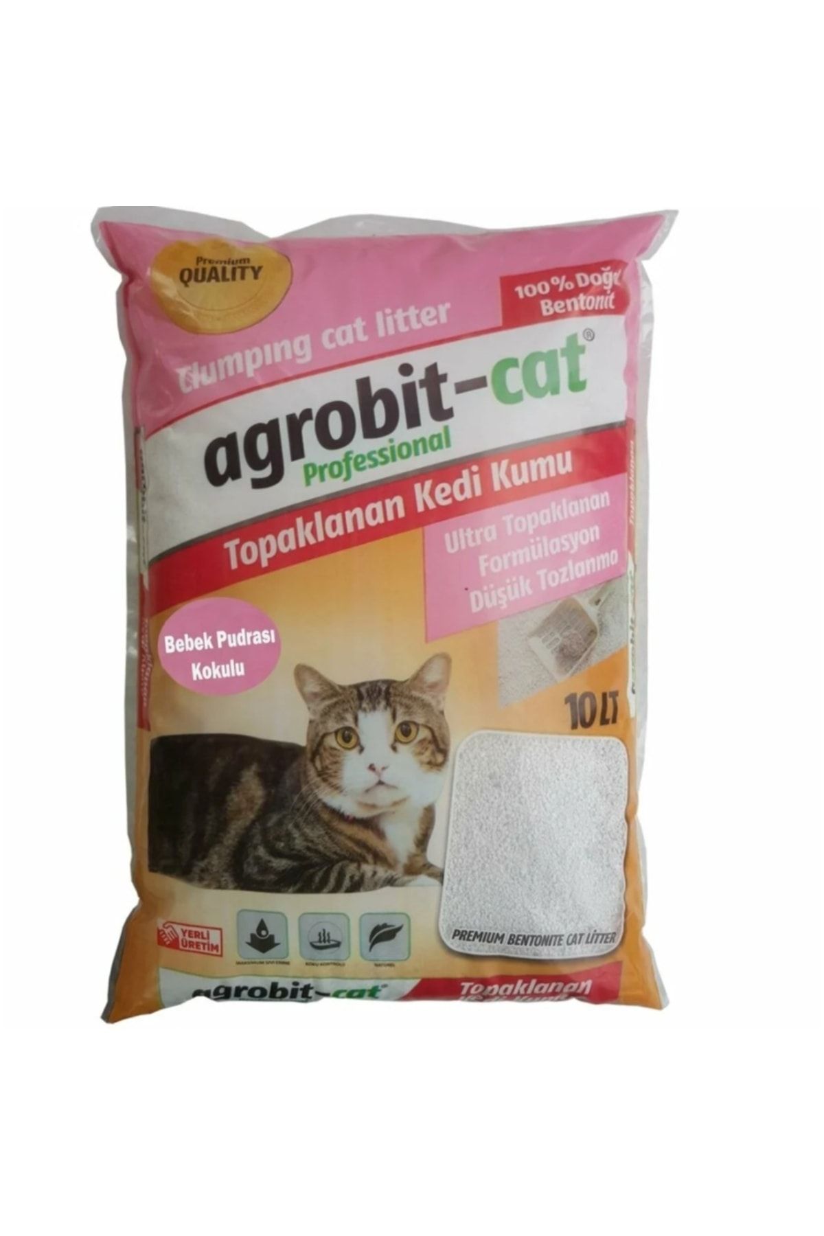 agrobit cat Bebek Pudrası Kokulu Doğal Bentonit Kedi Kumu 10 Litre