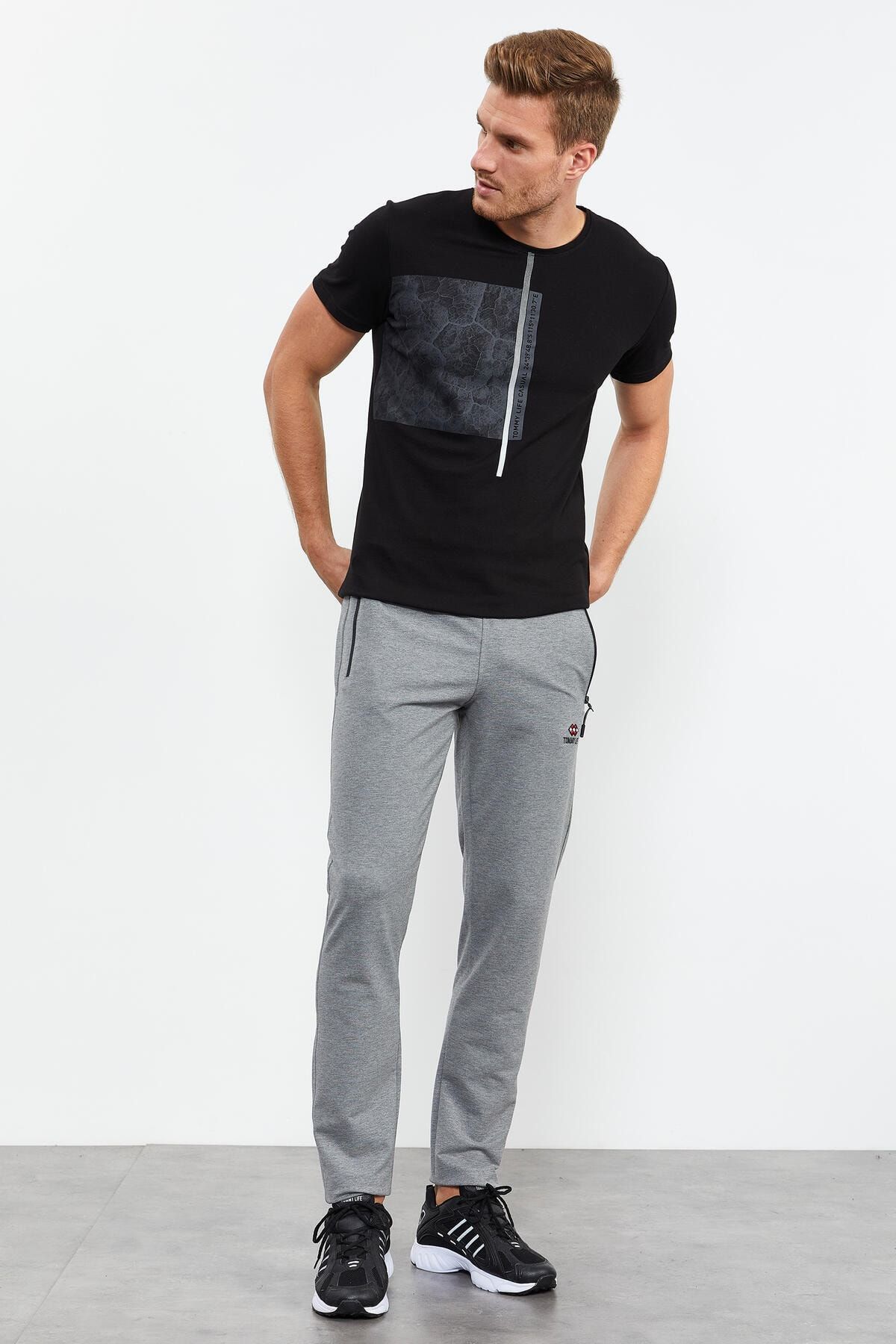 Tommy Life Air Max Printed Grey Melange Men s Tracksuit Bottom 84671