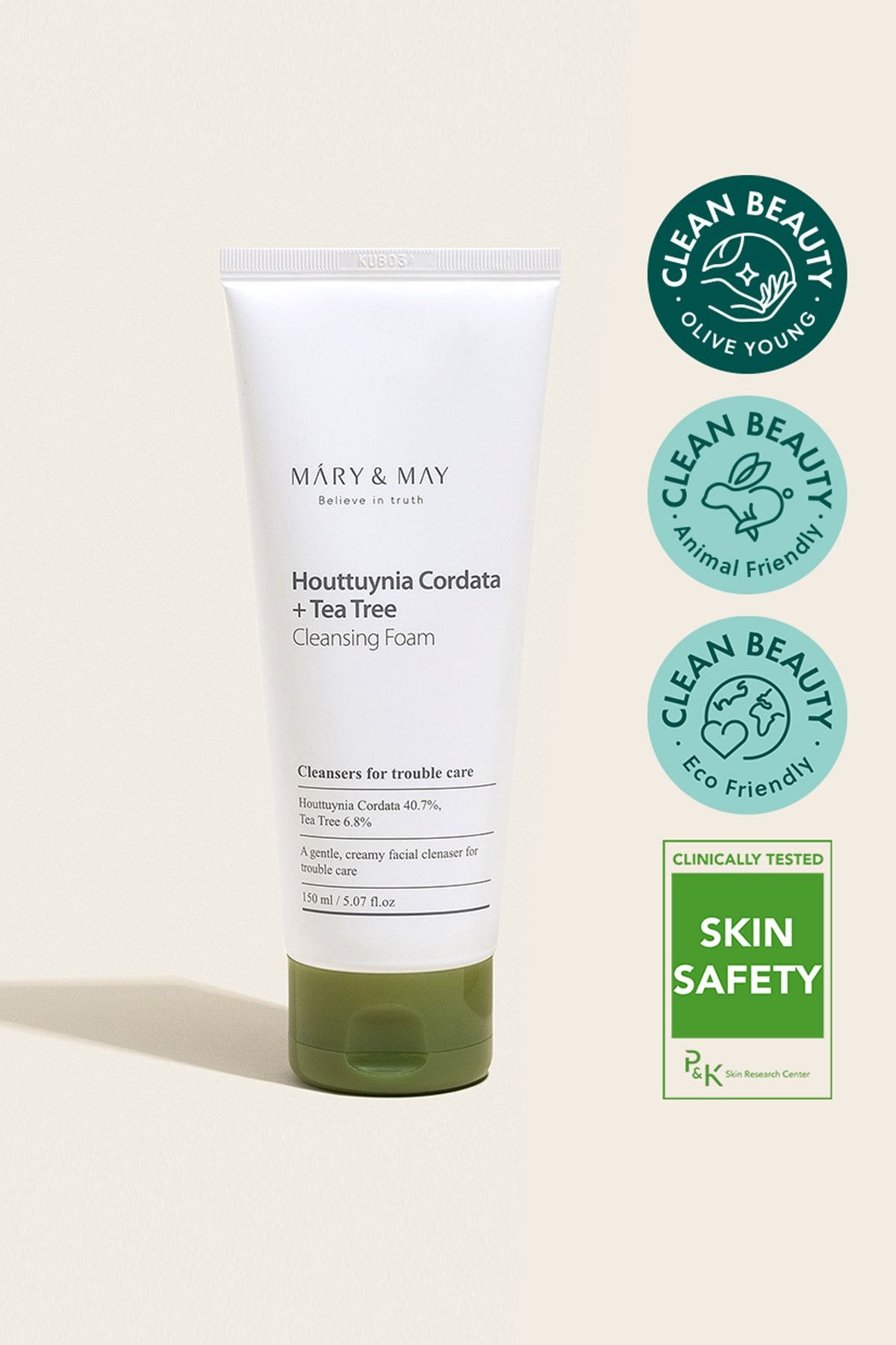 Mary & May Hassas Ciltlere Uygun Gözenek Karşıtı Temizleme Köpüğü Houttuynia Cordata+tea Tree Cleansing Foam