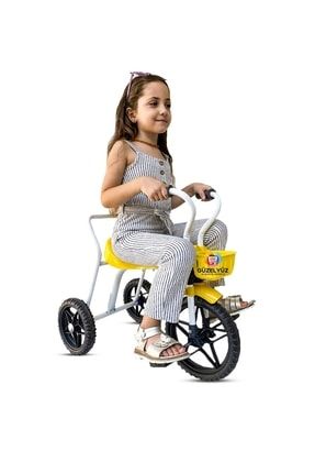3 Teker Demir Çocuk Bisikleti Metal Bisiklet Üç Tekerlekli Sarı Süper Oyuncak gzlyzbisiklet