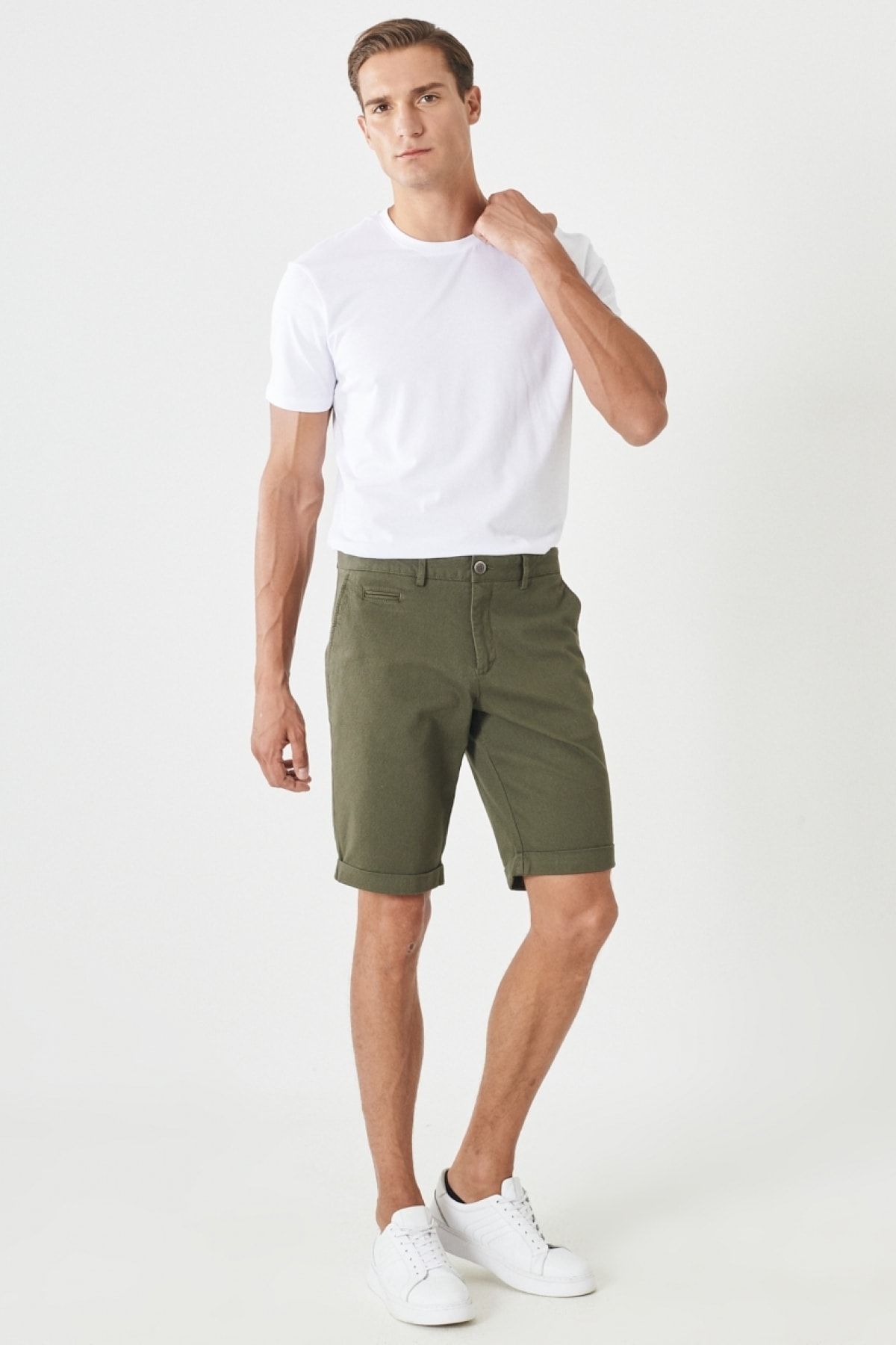 Tight khaki shorts on sale