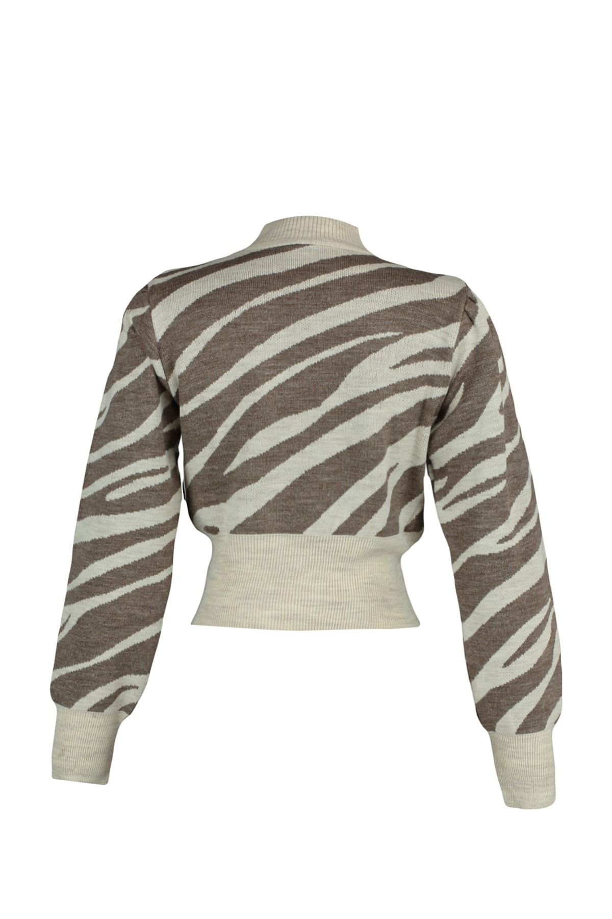 Trendyol Collection-Πλεκτό πουλόβερ με μοτίβο Zebra Mink Crop - TWOAW21KZ0010 6