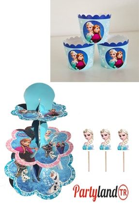 Frozen Karlar Ülkesi Elsa Cupcake Seti (stant+kürdan+cup) PL-CUPSET-06