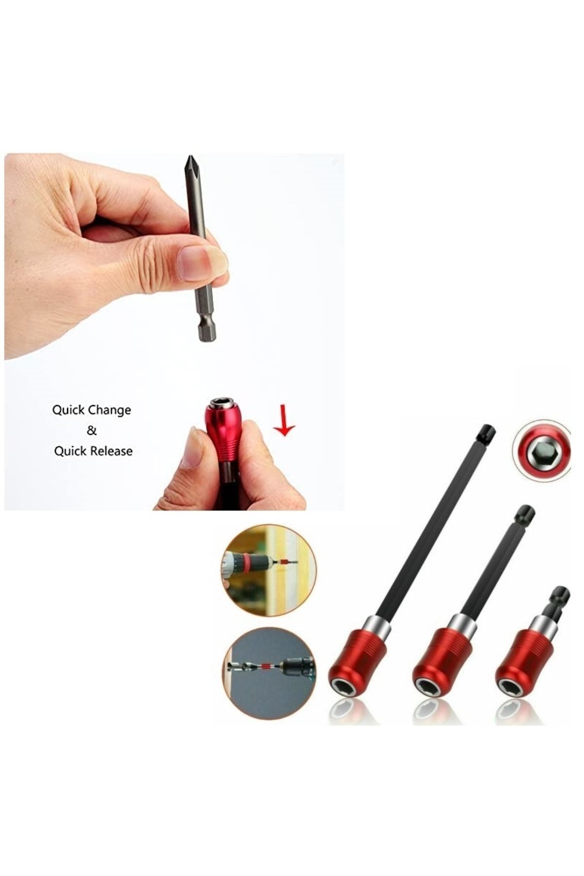 Depolife-Quick Driver Adapter Bit Driver Extension Tool Hexagon 1/4 Hex Bits with Shank 3 Pieces 4