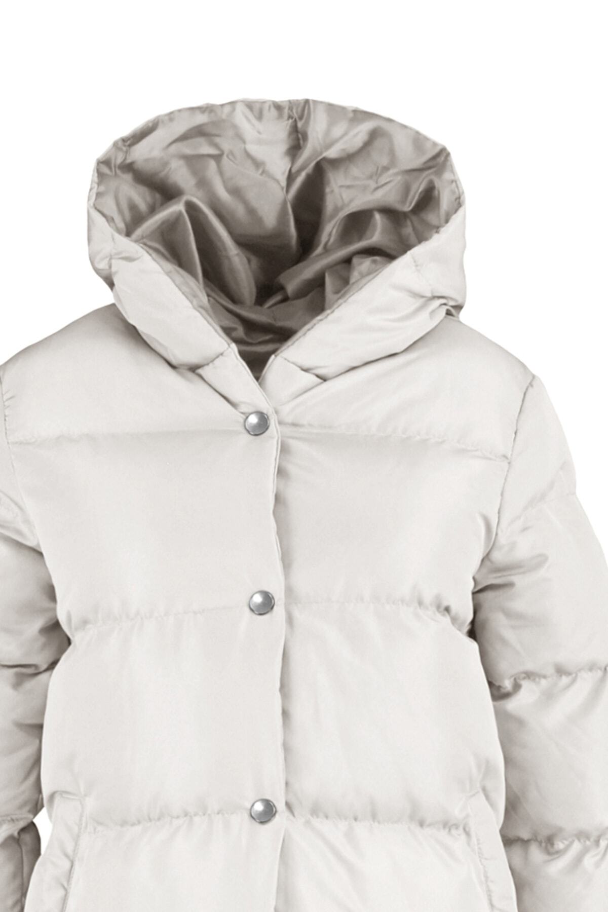 Trendyol Collection-Bézs túlméretes kapucnis kabát TWOAW23MO00250 7