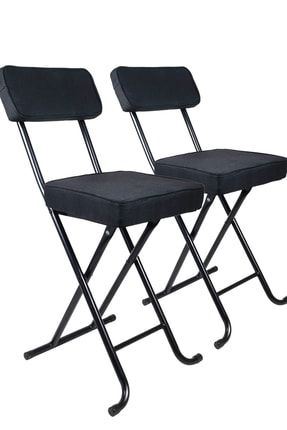 2 Adet Katlanır Arkalıklı Tabure Koltuk Puf Sandalye Pratik Relax Tabure Siyah 75cm Aa009 AA009-2