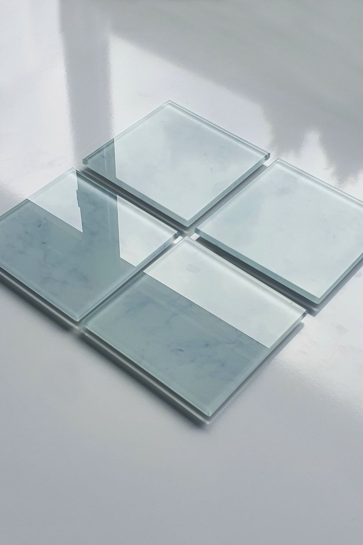 Decorita-Glass Coaster| Set of 4 Gray Marble Look| 10cm X 10cm 3