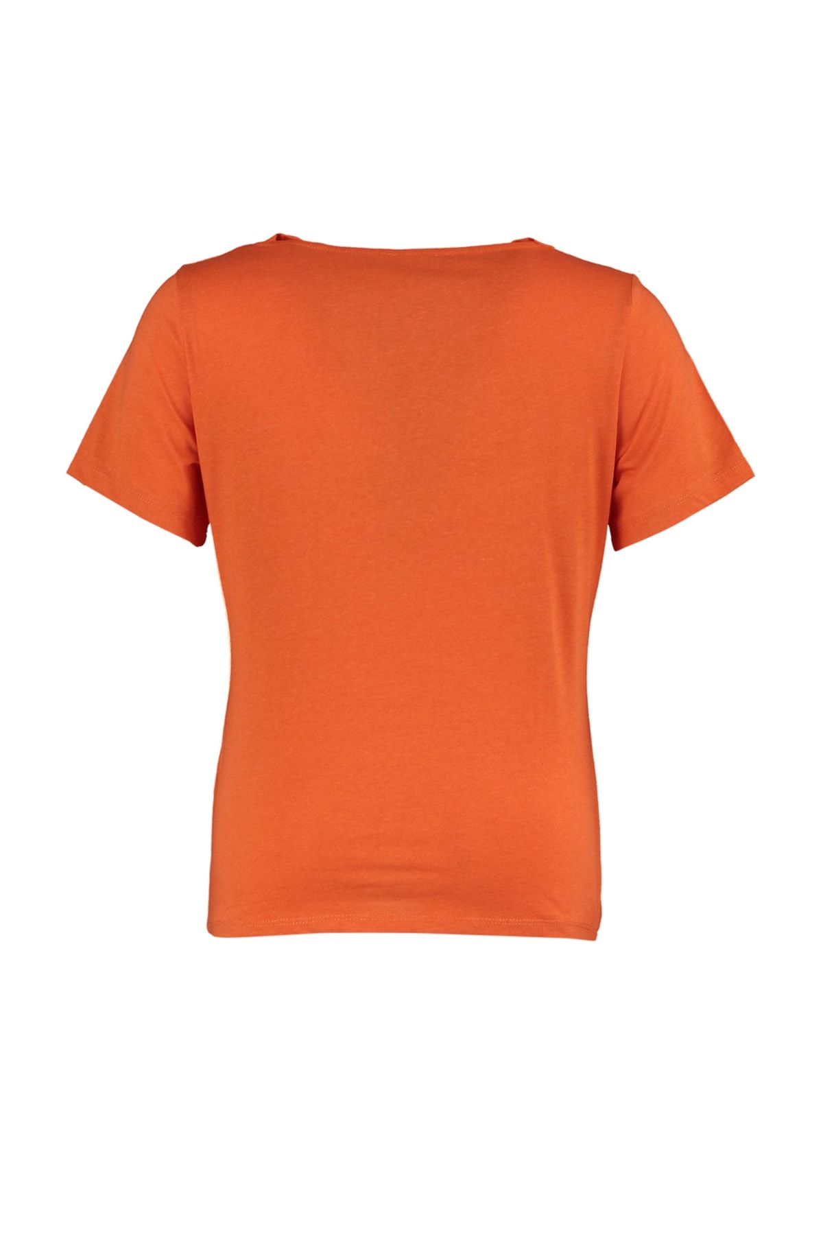 Trendyol Curve-100% Cotton Orange Knitted T-Shirt - Window Detailed TBBSS22BF00001 8