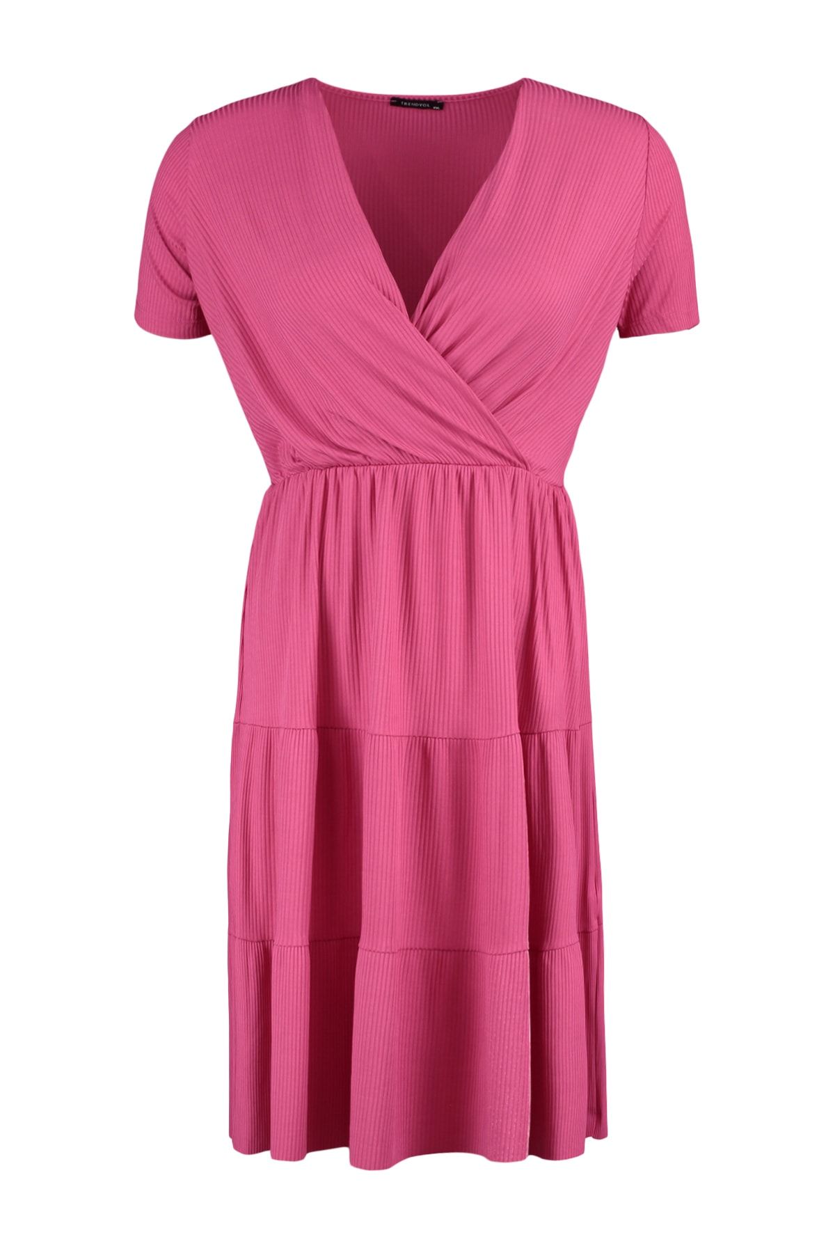 Trendyol Curve-Сукня з V-подібним вирізом Fusya Stakter Orme Plus Size TBBSS22EL1638 7