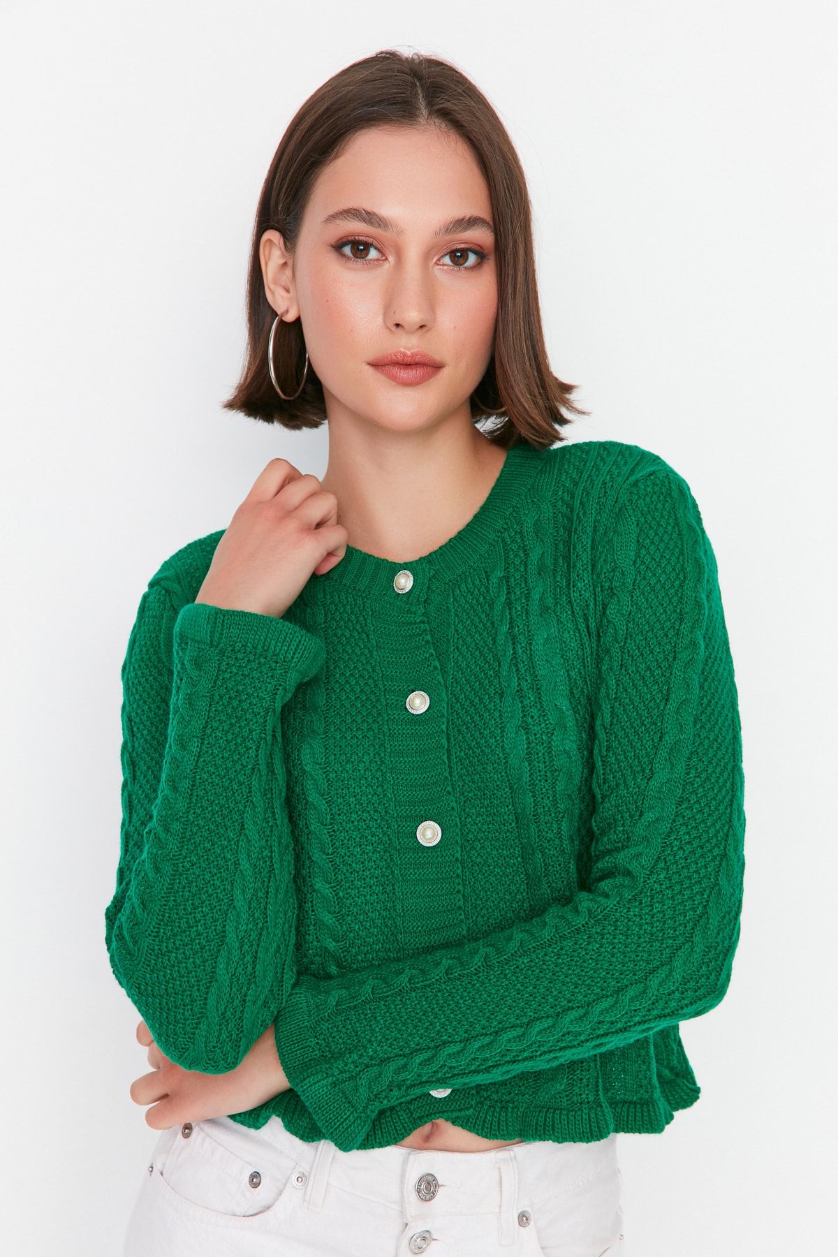 Trendyol Collection Cardigan Green Regular fit Trendyol