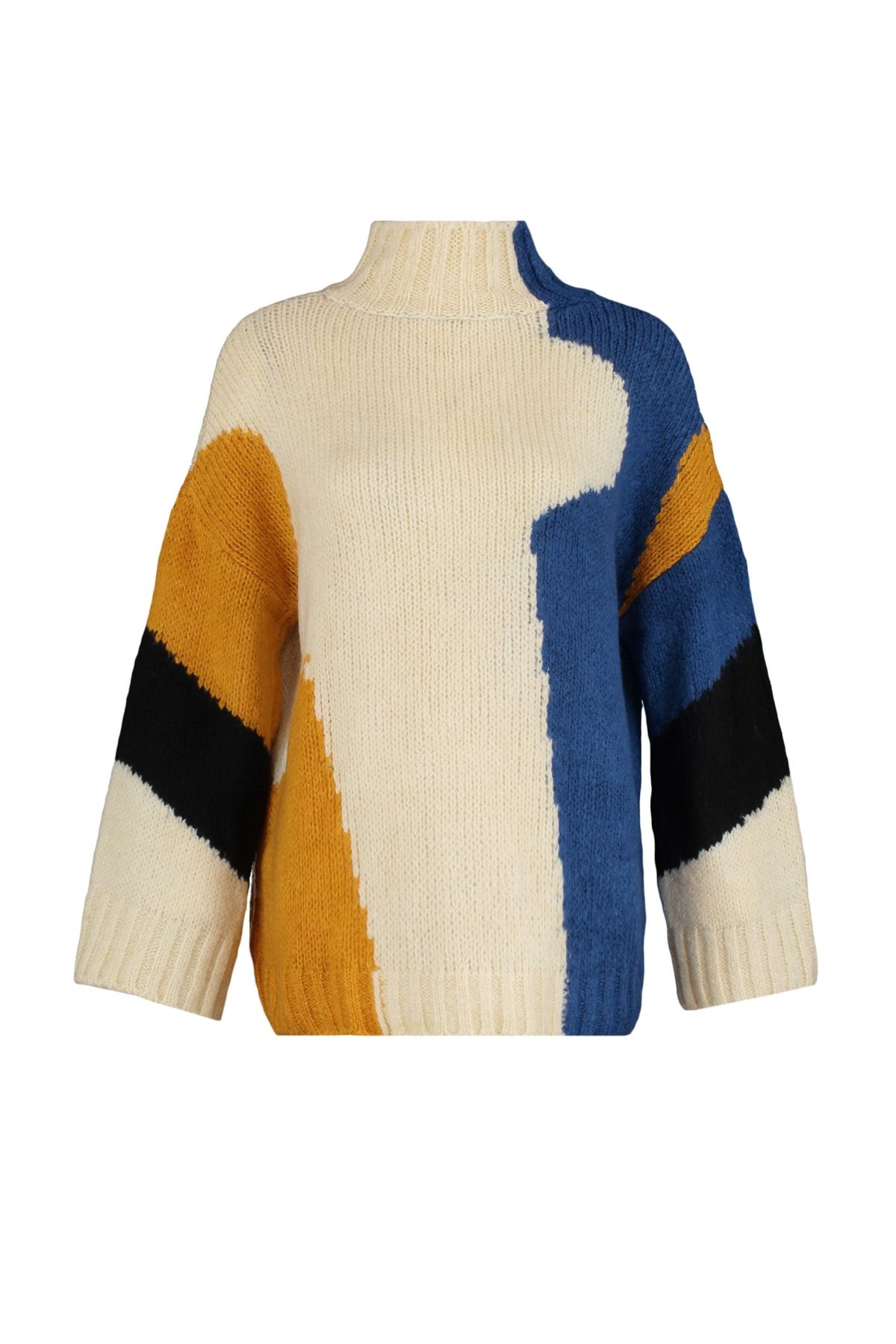 Trendyol Collection-Weite Passform - Weicher Strickpullover mit Farbblockdesign TWOAW20XS0047 7
