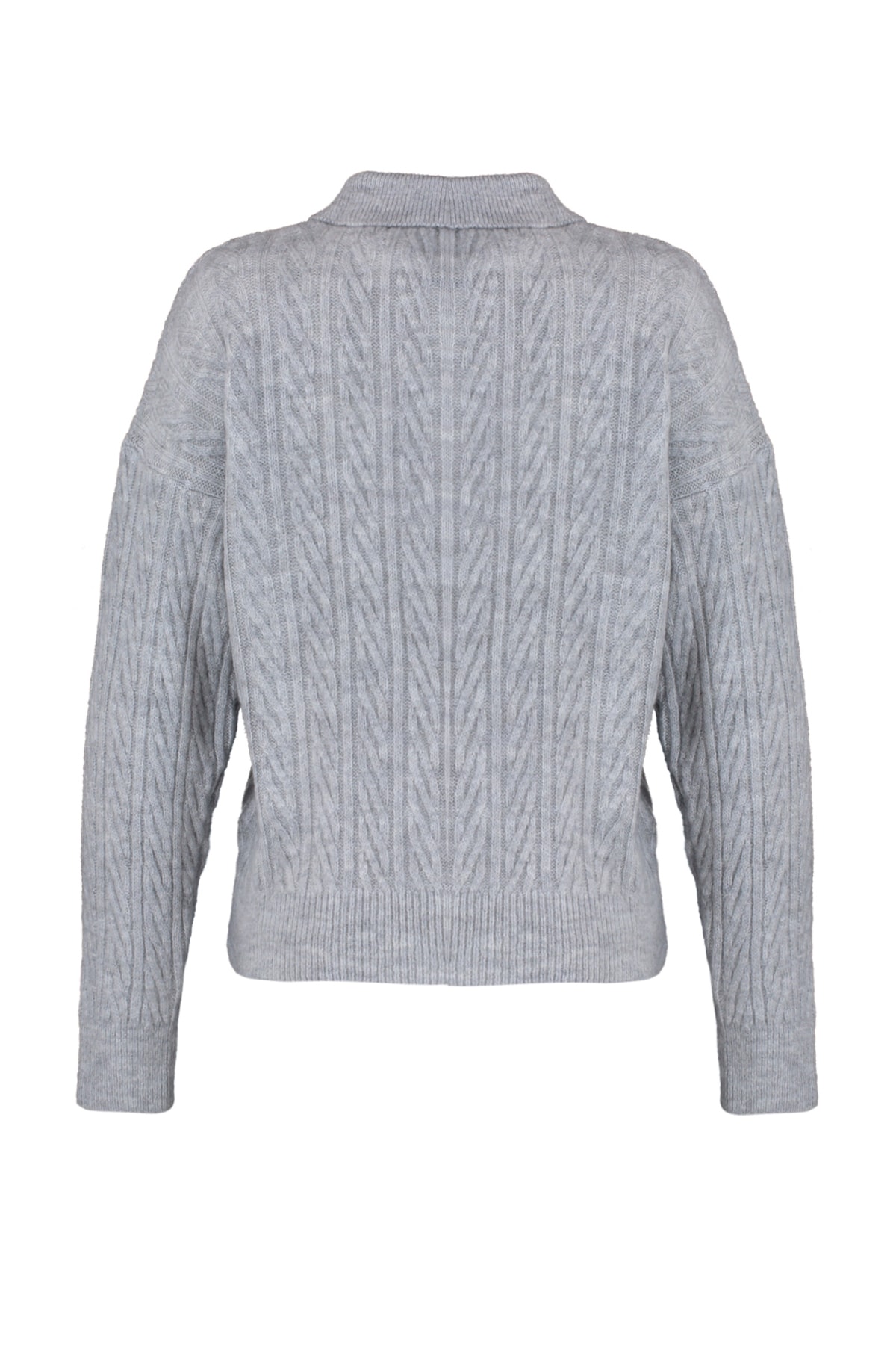 Trendyolmilla  Gri Geniş Kalıp Yumuşak Dokulu Triko Kazak TWOAW21KZ2635 - Görsel 6