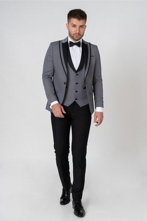 Napoli Slim Fit Damatlık Takım Elbise Des Gri WTK22D0106
