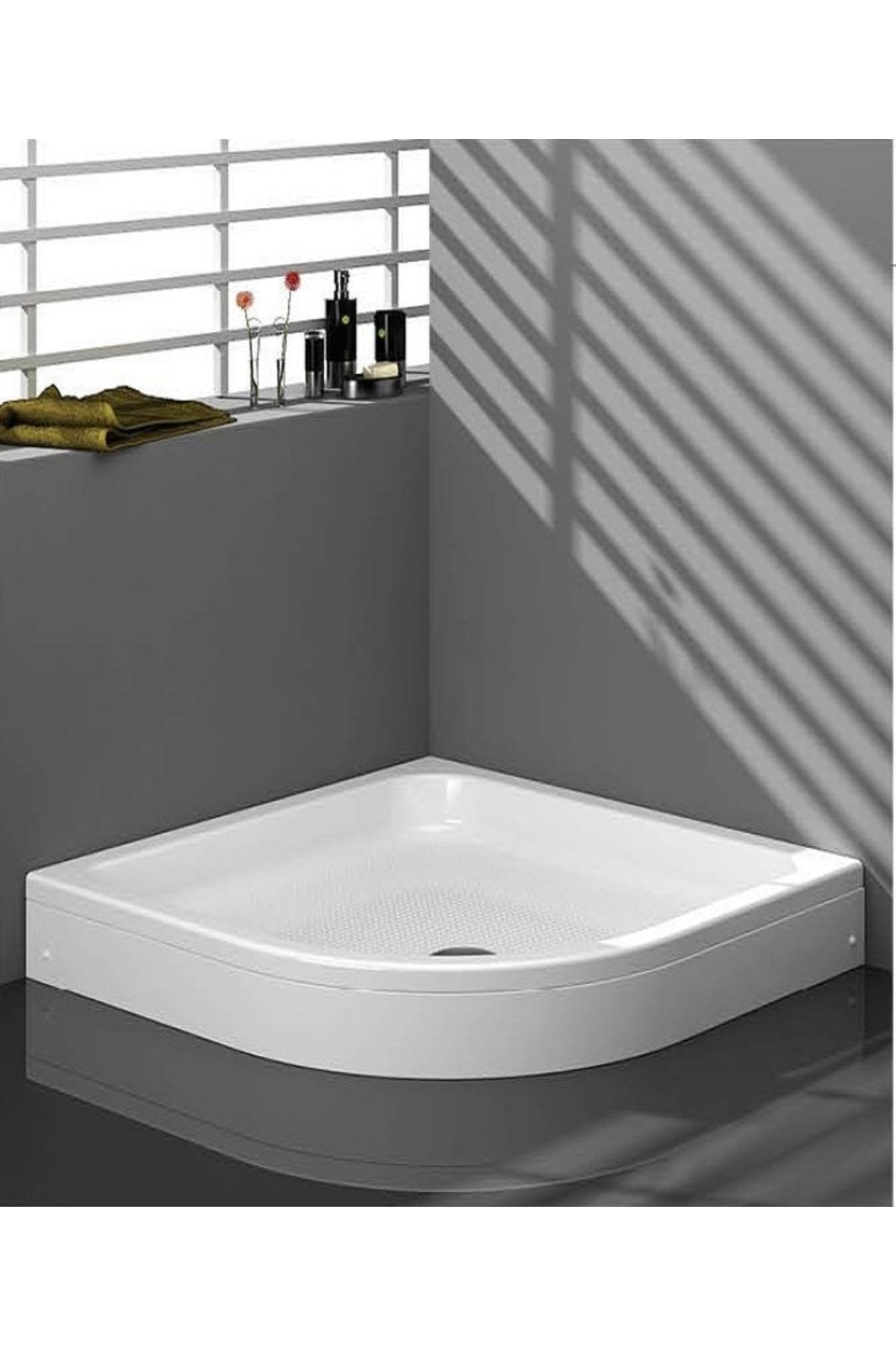 Esca 95x95 Oval Panelli Duş Teknesi H-20 Cm Yükseklik Kaliteli Sert Akrilik - Duşakabin