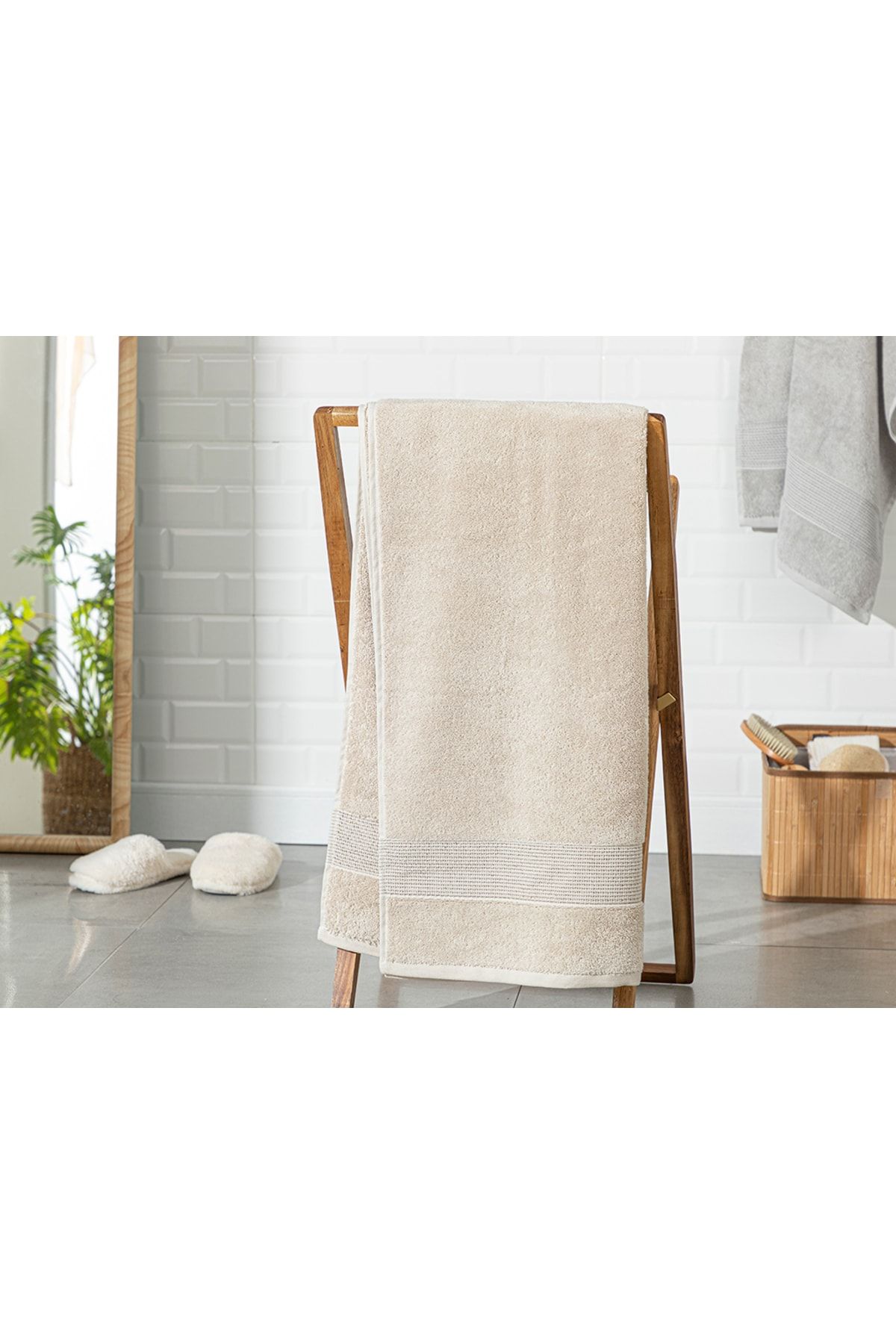 English Home Deluxe Pamuklu Low Twist Banyo Havlusu 70x140 Cm Bej