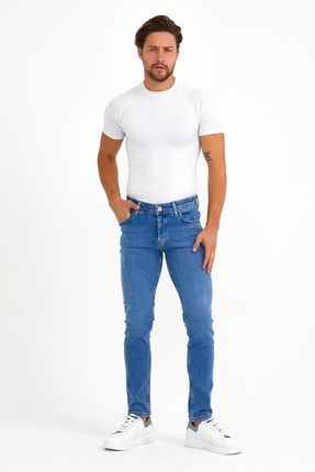 Dar Kesim Erkek Açık Mavi Renk Kot Pantolon 30030