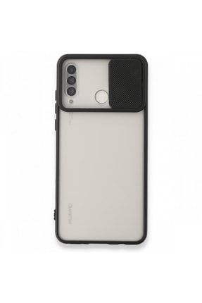 Huawei P30 Lite Kılıf Kamera Sürgülü Kapatmalı Silikon Siyah krks202207999611