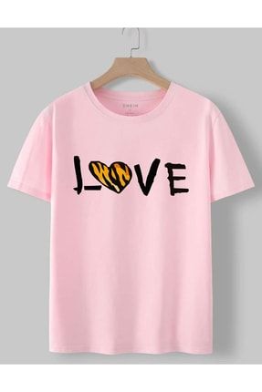 Kız Çocuk Oversize Pembe Love Baskılı T-shirt love-