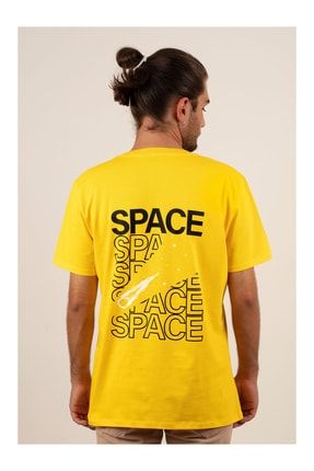 Sarı Basic Regular %100 Pamuk Baskılı Erkek T-shirt LODSRERKBS01